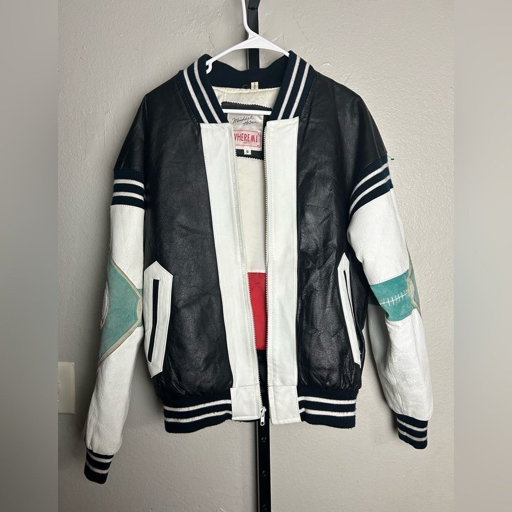 Vintage Michael Hoban WHEREMI 1991 leather jacket baseball themed size small